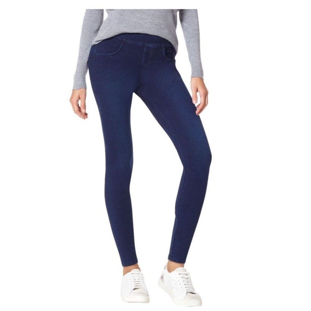 HUE Stretch Pull On Denim yoga stretch Leggings Size 4-6 SMALL nwt medium wash